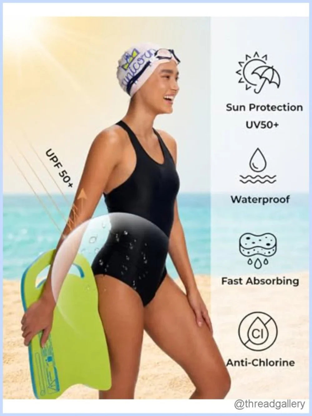 Racerback One-Piece Period Swimwear Leakproof Chlorine Resistant Black